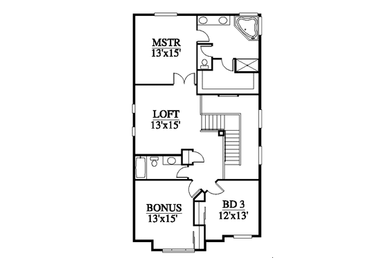 Floor Plan - Upper Floor for Contemporary House Plan #951-7 - 4 bed, 2.5 bath