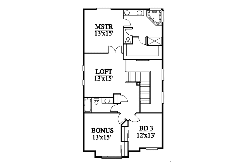 Home Plan - Floor Plan - Upper Floor for Contemporary House Plan #951-7 - 4 bed, 2.5 bath