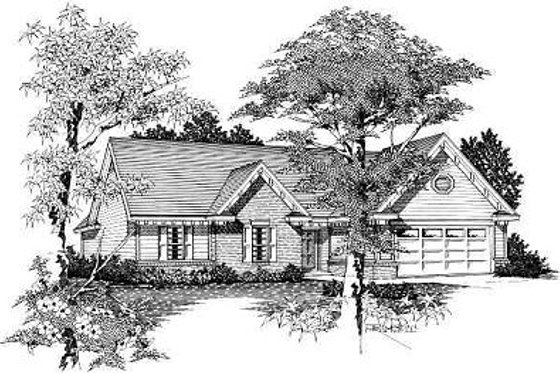 Exterior - Front Elevation for Ranch House Plan #329-174 - 3 bed, 2 bath