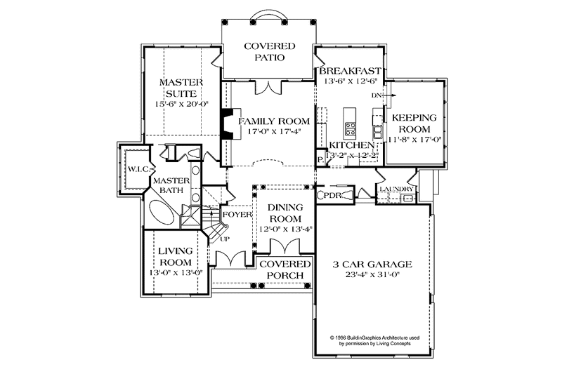 Architectural House Design - Floor Plan - Main Floor for Traditional House Plan #453-308 - 4 bed, 3.5 bath