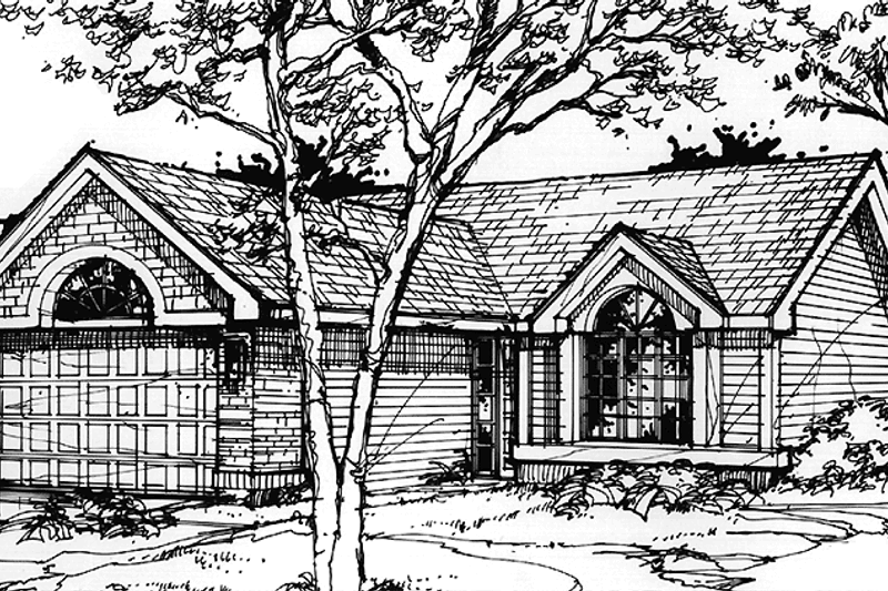 Architectural House Design - Prairie Exterior - Front Elevation Plan #320-1111