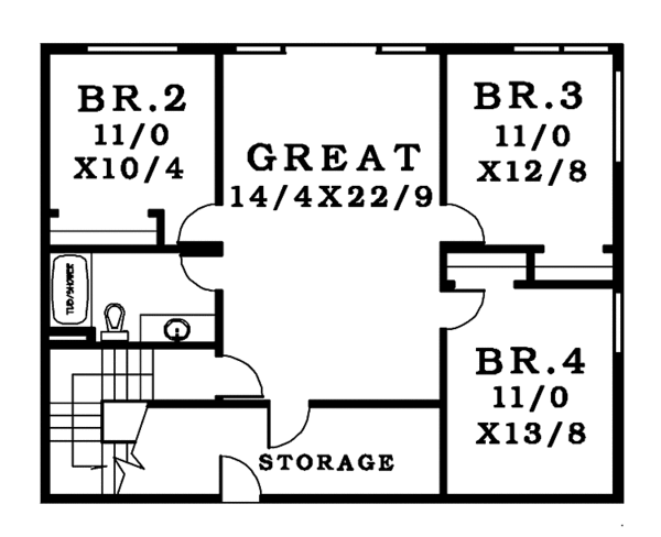 Ranch Floor Plan - Lower Floor Plan #943-6