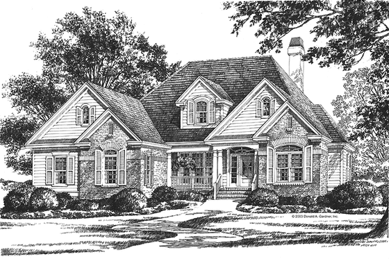 Exterior - Front Elevation 3 for Country House Plan #929-83 - 4 bed, 2 bath