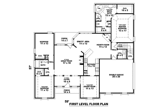 Floor Plan - Main Floor for European House Plan #81-1518 - 3 bed, 2 bath