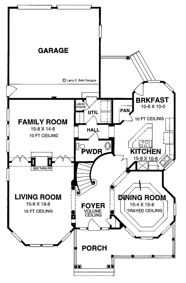 Architectural House Design - Victorian Floor Plan - Main Floor Plan #952-24