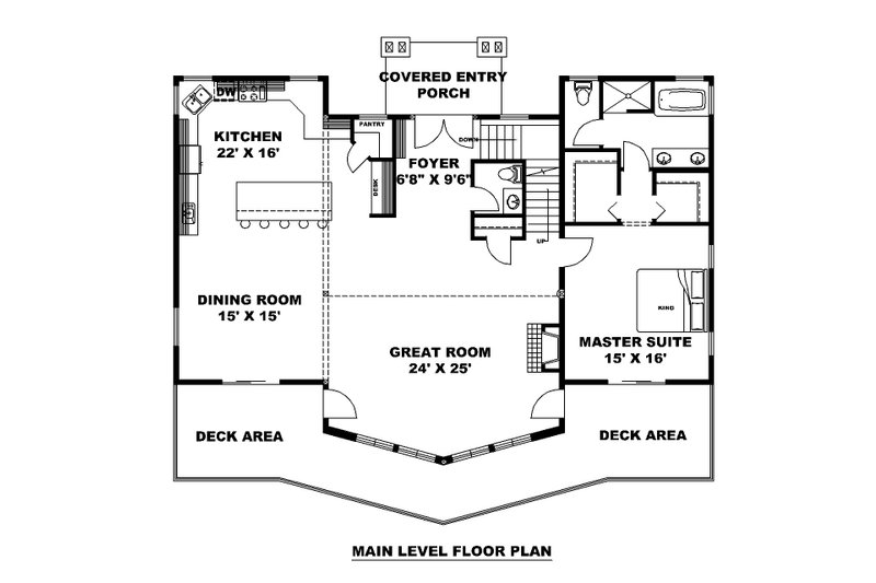 Architectural House Design - Floor Plan - Main Floor for Farmhouse House Plan #117-951 - 3 bed, 3.5 bath