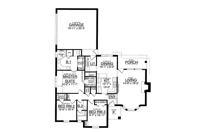 Home Plan - Floor Plan - Main Floor for Traditional House Plan #40-470 - 3 bed, 2 bath