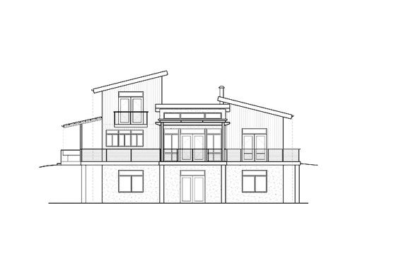 Exterior - Rear Elevation for Contemporary House Plan #1042-14 - 2 bed, 3 bath