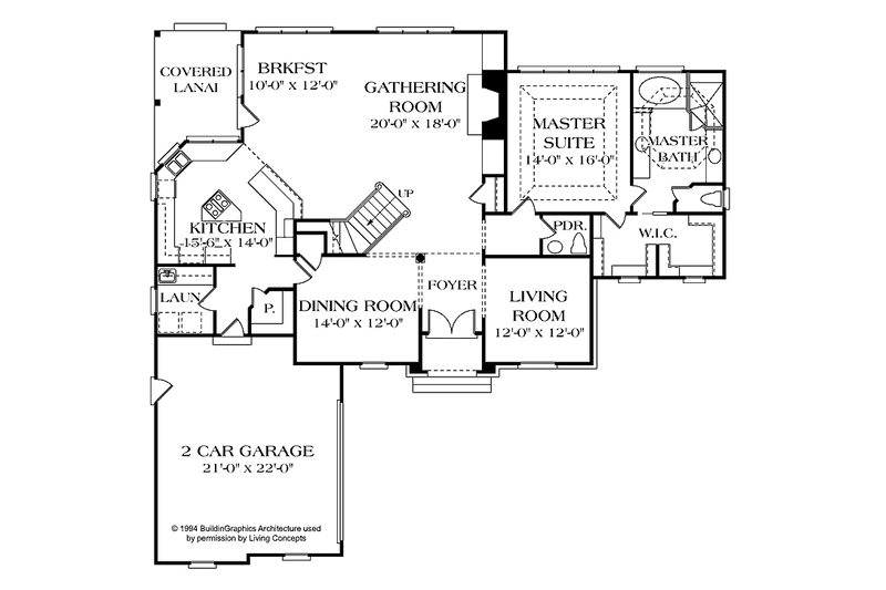 Home Plan - Floor Plan - Main Floor for European House Plan #453-391 - 3 bed, 2.5 bath