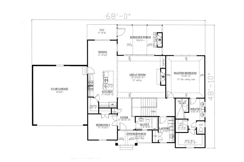 Architectural House Design - Floor Plan - Main Floor for Craftsman House Plan #437-94 - 4 bed, 3 bath