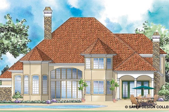 Exterior - Rear Elevation for Mediterranean House Plan #930-266 - 4 bed, 4.5 bath