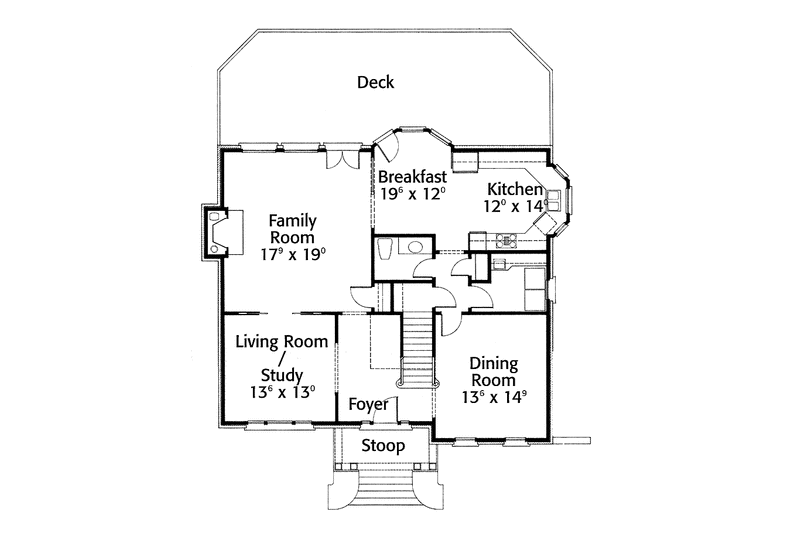 Dream House Plan - Floor Plan - Main Floor for Country House Plan #429-60 - 4 bed, 2.5 bath