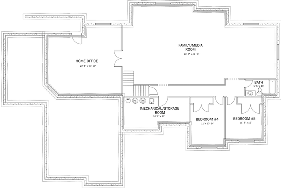 Floor Plan - Lower Floor for Ranch House Plan #1060-26 - 5 bed, 3.5 bath