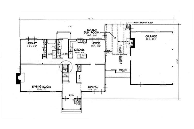 Architectural House Design - Floor Plan - Main Floor for Colonial House Plan #320-1264 - 4 bed, 3 bath
