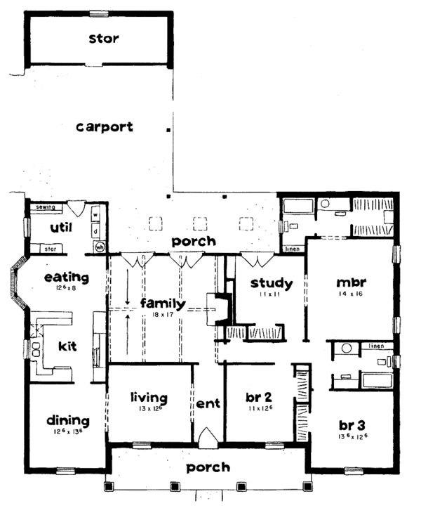 Home Plan - Colonial Floor Plan - Main Floor Plan #36-545