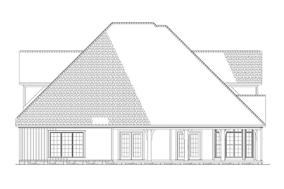 Exterior - Rear Elevation for Country House Plan #17-2677 - 4 bed, 3 bath