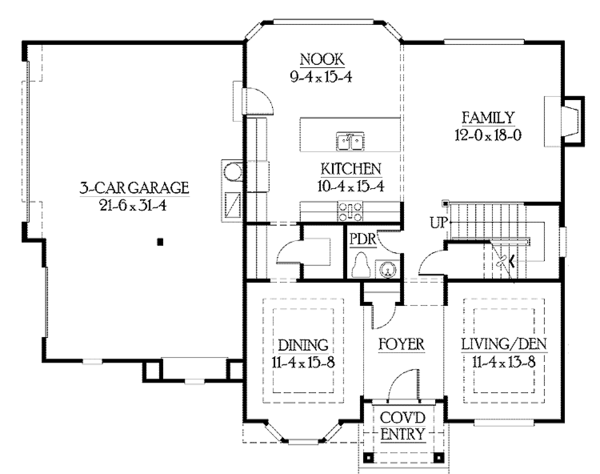 House Plan Design - Craftsman Floor Plan - Main Floor Plan #132-374