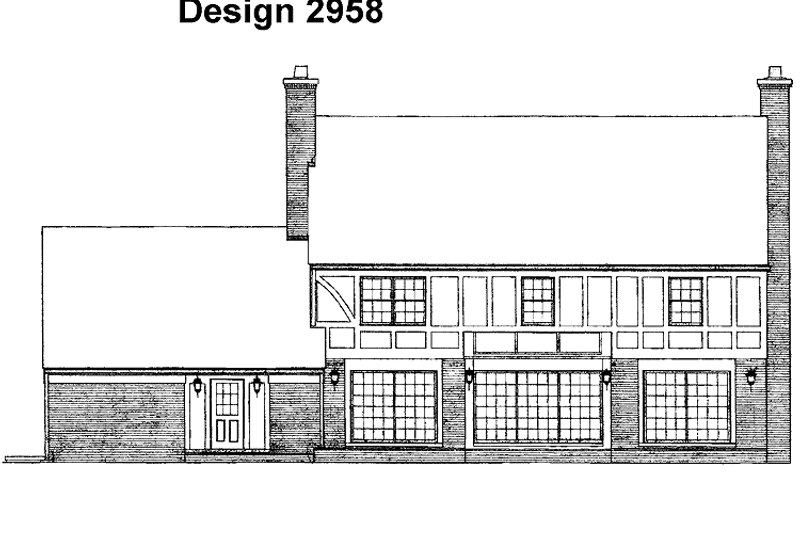 Home Plan - Exterior - Rear Elevation for Tudor House Plan #72-794 - 4 bed, 2 bath