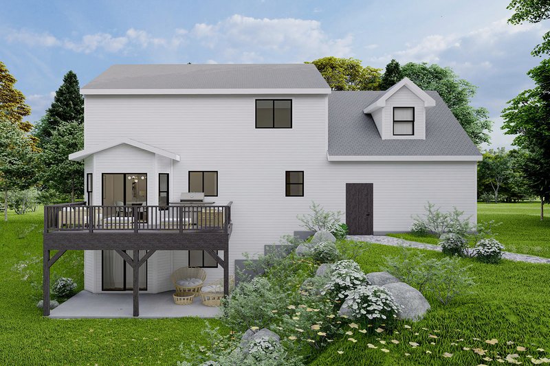 Home Plan - Exterior - Rear Elevation for Country House Plan #124-1377 - 3 bed, 2.5 bath
