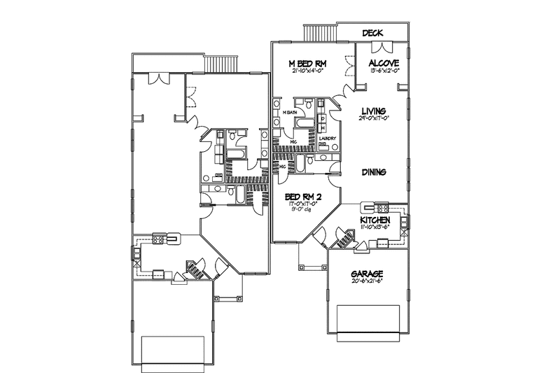 Home Plan - Floor Plan - Main Floor for Ranch House Plan #320-966 - 2 bed, 2 bath