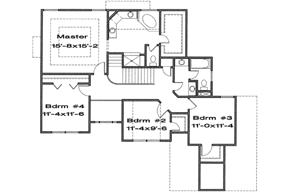 Floor Plan - Upper Floor for Traditional House Plan #6-117 - 4 bed, 2.5 bath