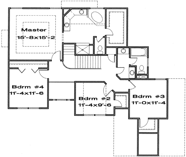 Traditional Floor Plan - Upper Floor Plan #6-117