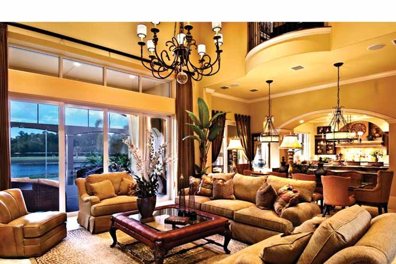 House Design - Interior - Family Room for Mediterranean House Plan #930-440 - 5 bed, 5.5 bath