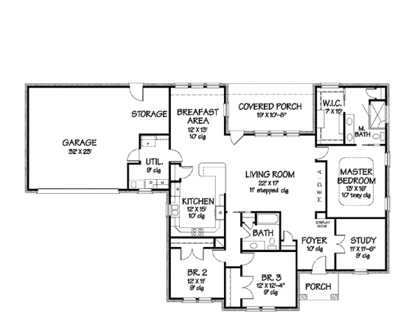 House Design - Country Floor Plan - Main Floor Plan #968-3