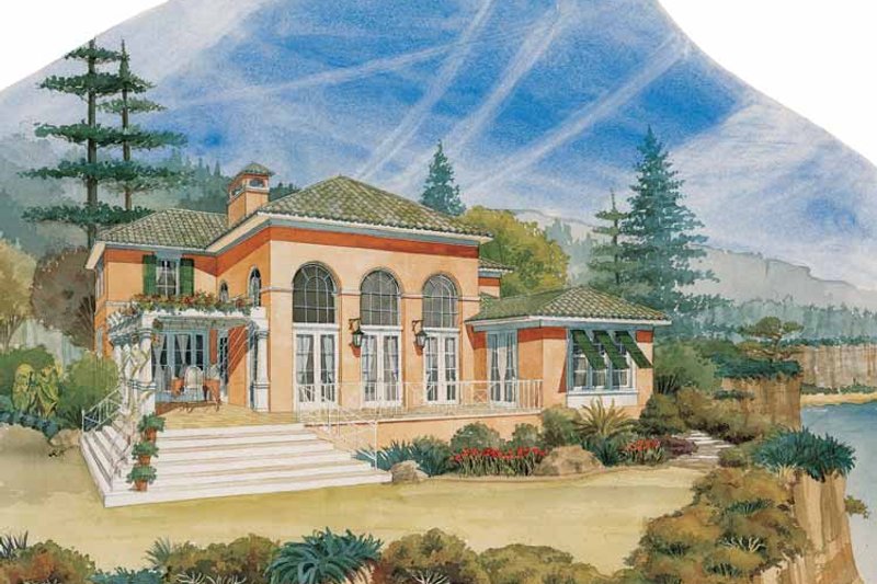 House Design - Mediterranean Exterior - Rear Elevation Plan #429-192
