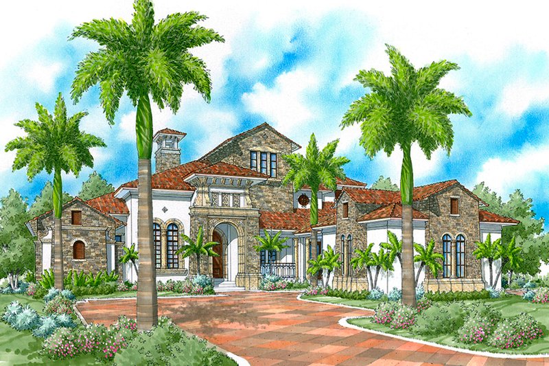 Architectural House Design - Mediterranean Exterior - Front Elevation Plan #930-492