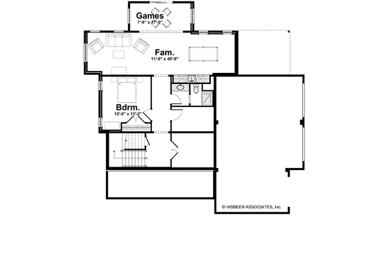 Floor Plan - Lower Floor for Craftsman House Plan #928-186 - 4 bed, 3.5 bath