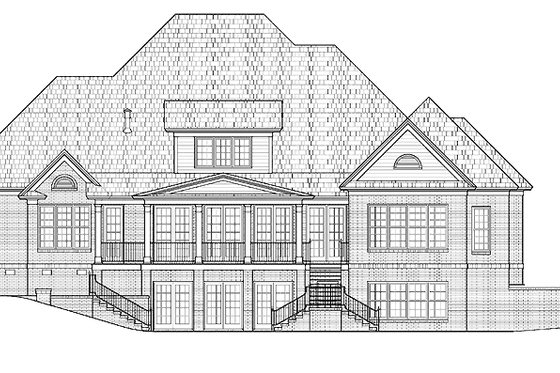 Exterior - Rear Elevation for Colonial House Plan #1054-12 - 6 bed, 6.5 bath