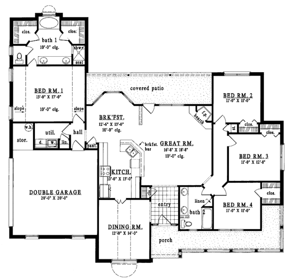 Architectural House Design - Country Floor Plan - Main Floor Plan #42-430