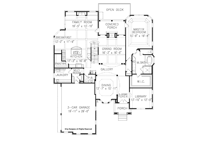 Home Plan - Floor Plan - Main Floor for Traditional House Plan #54-300 - 3 bed, 5.5 bath