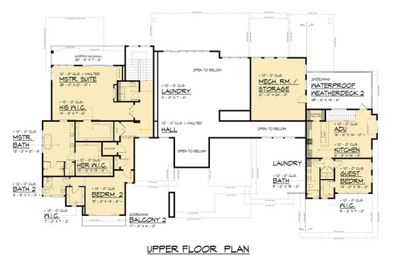 Floor Plan - Upper Floor for Contemporary House Plan #1066-313 - 7 bed, 9.5 bath