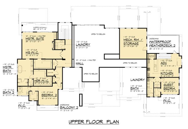 House Blueprint - Contemporary Floor Plan - Upper Floor Plan #1066-313