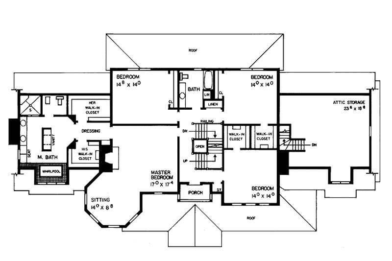 House Design - Floor Plan - Upper Floor for Victorian House Plan #72-897 - 5 bed, 3.5 bath