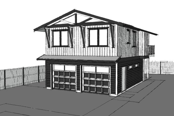 Exterior - Other Elevation 2 for Craftsman House Plan #1101-8 - 2 bed, 1 bath