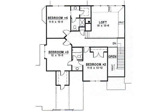 Floor Plan - Upper Floor for Traditional House Plan #67-434 - 4 bed, 3.5 bath
