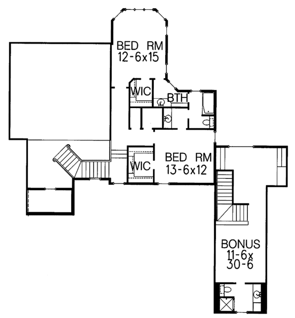 Home Plan - Traditional Floor Plan - Upper Floor Plan #15-337