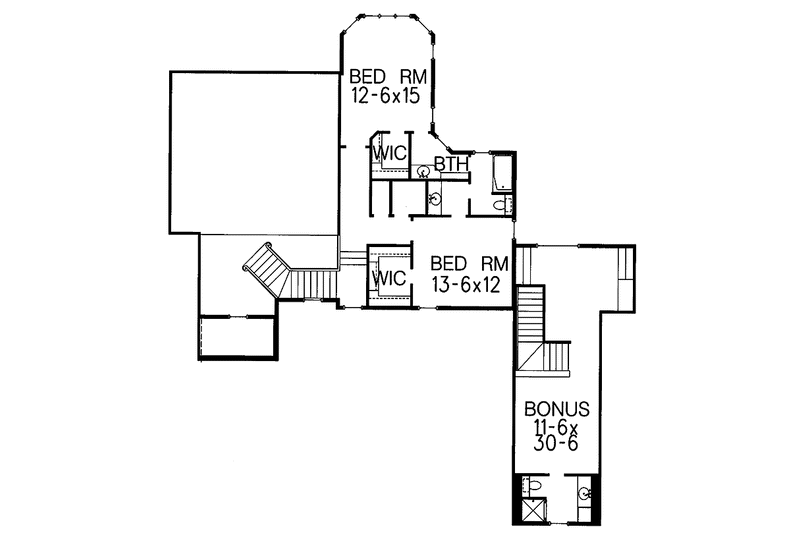 Architectural House Design - Floor Plan - Upper Floor for Traditional House Plan #15-337 - 3 bed, 2.5 bath