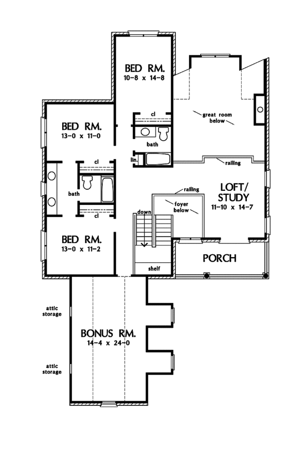 House Plan Design - Colonial Floor Plan - Upper Floor Plan #929-852