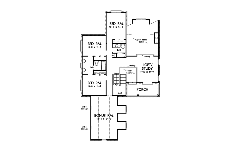 Home Plan - Floor Plan - Upper Floor for Colonial House Plan #929-852 - 4 bed, 3.5 bath