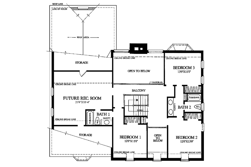 Home Plan - Floor Plan - Upper Floor for Classical House Plan #137-325 - 4 bed, 3.5 bath