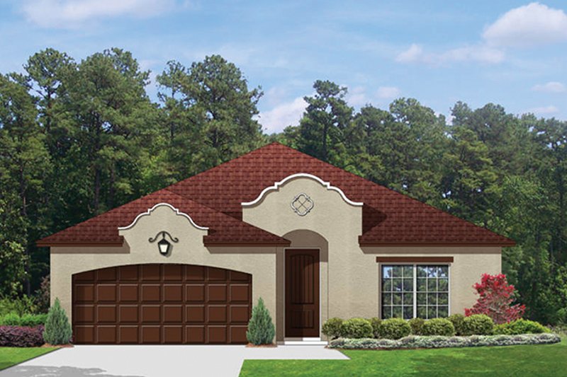 House Blueprint - Exterior - Front Elevation 4 for Mediterranean House Plan #1058-70 - 3 bed, 2 bath