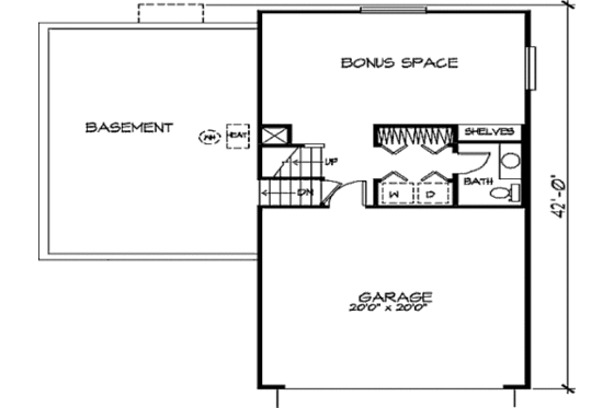 Floor Plan - Lower Floor for Modern House Plan #320-326 - 2 bed, 2.5 bath