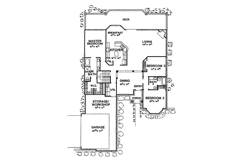 Architectural House Design - Floor Plan - Main Floor for Country House Plan #472-291 - 3 bed, 2 bath