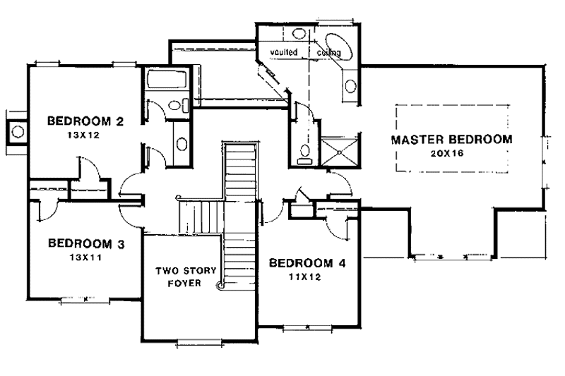 Home Plan - Floor Plan - Upper Floor for Colonial House Plan #129-166 - 4 bed, 2.5 bath