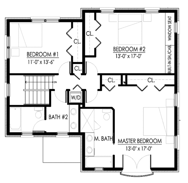 Dream House Plan - Traditional Floor Plan - Upper Floor Plan #1042-10
