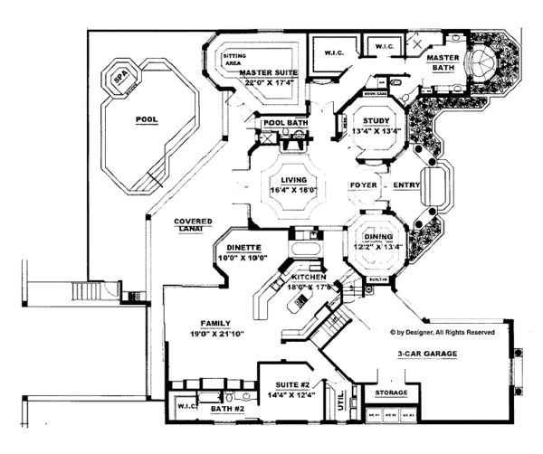Architectural House Design - Mediterranean Floor Plan - Main Floor Plan #1017-61